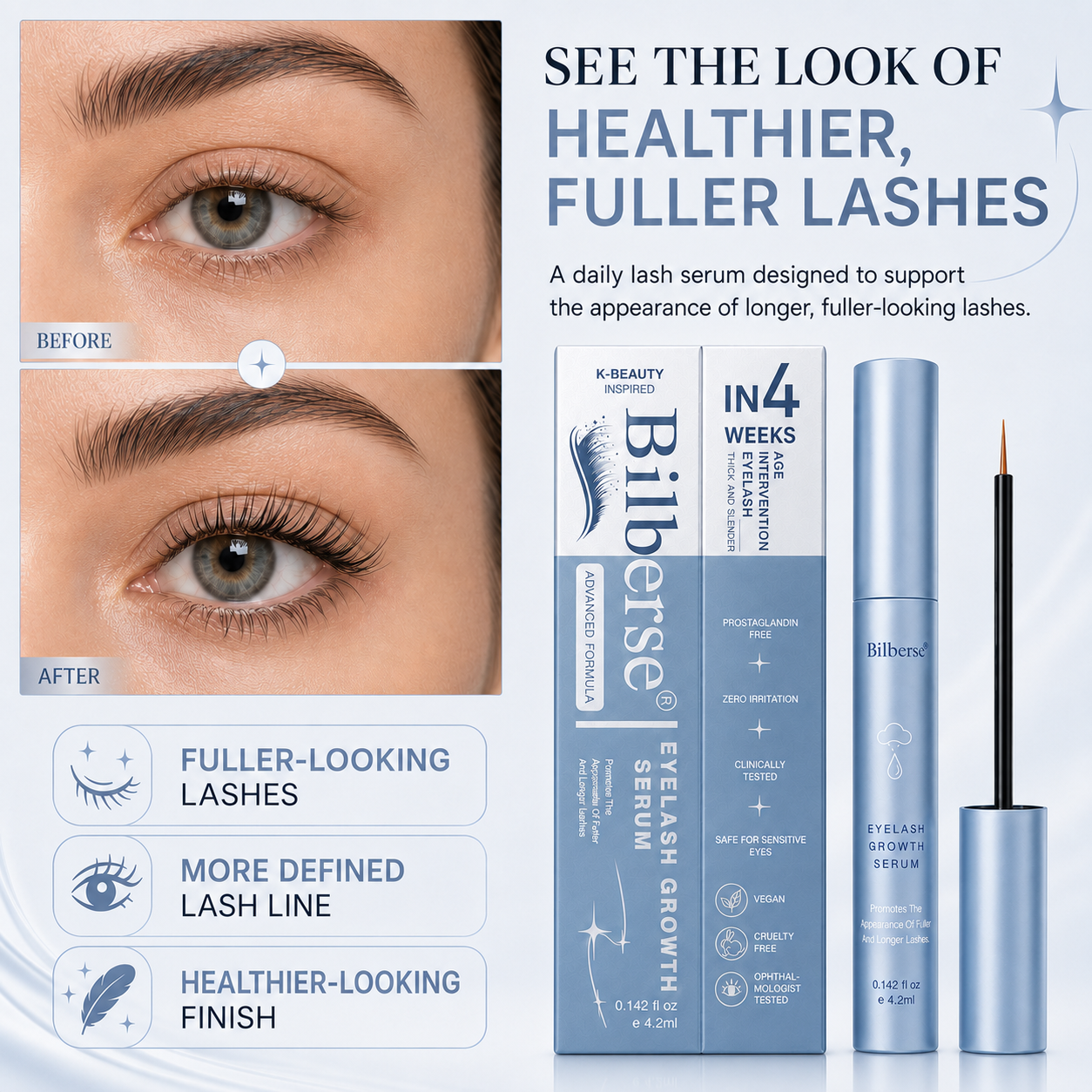 Bilberse Lash Serum Peptide Complex Biotin PG-Free 4.2mL（Vegan）