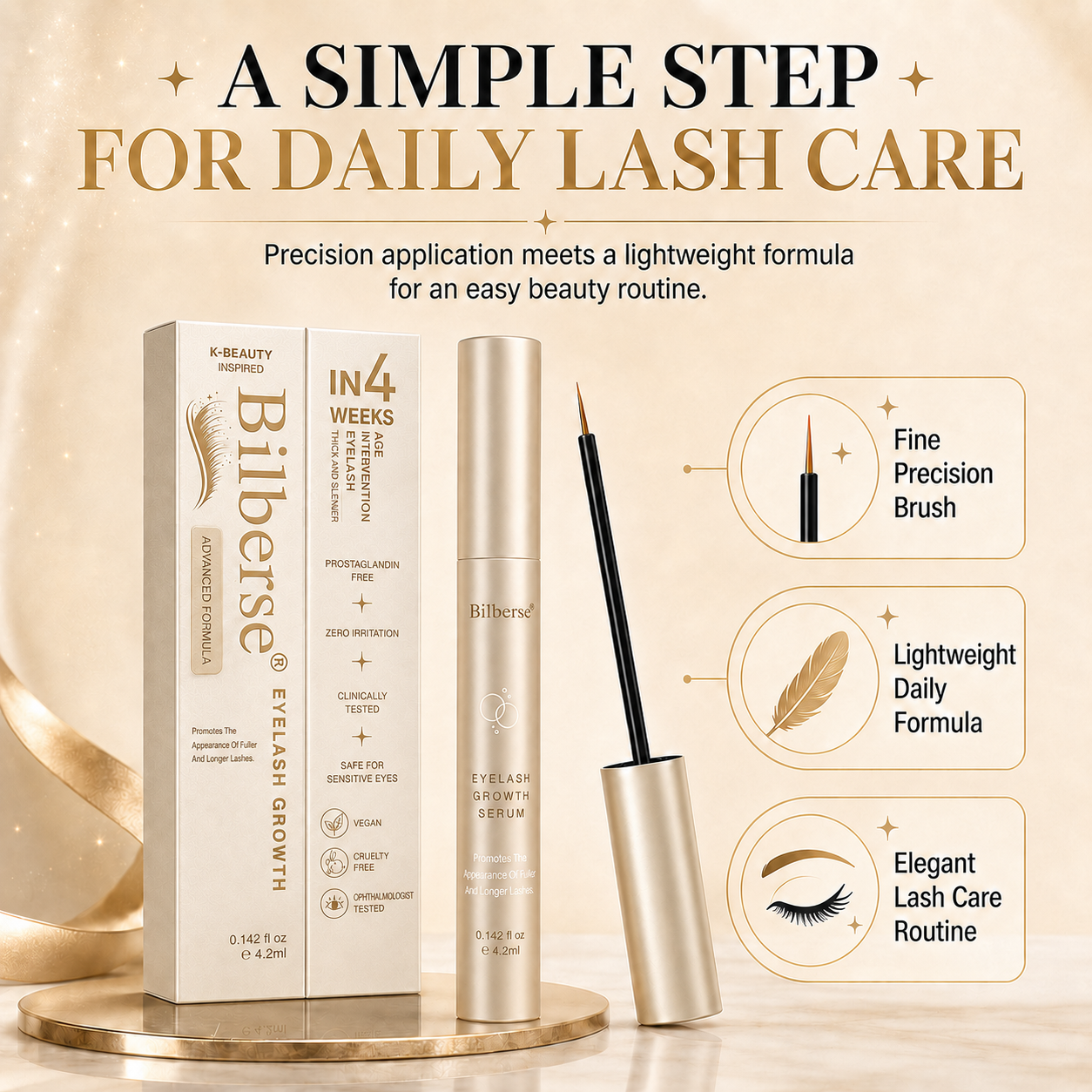 Bilberse Lash Serum Peptide Complex Biotin PG-Free 4.2mL（Love）