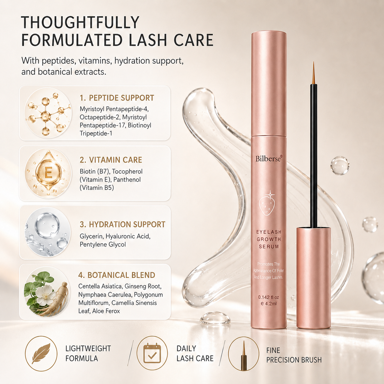 Bilberse Lash Serum Peptide Complex Biotin PG-Free 4.2mL（Girlish）