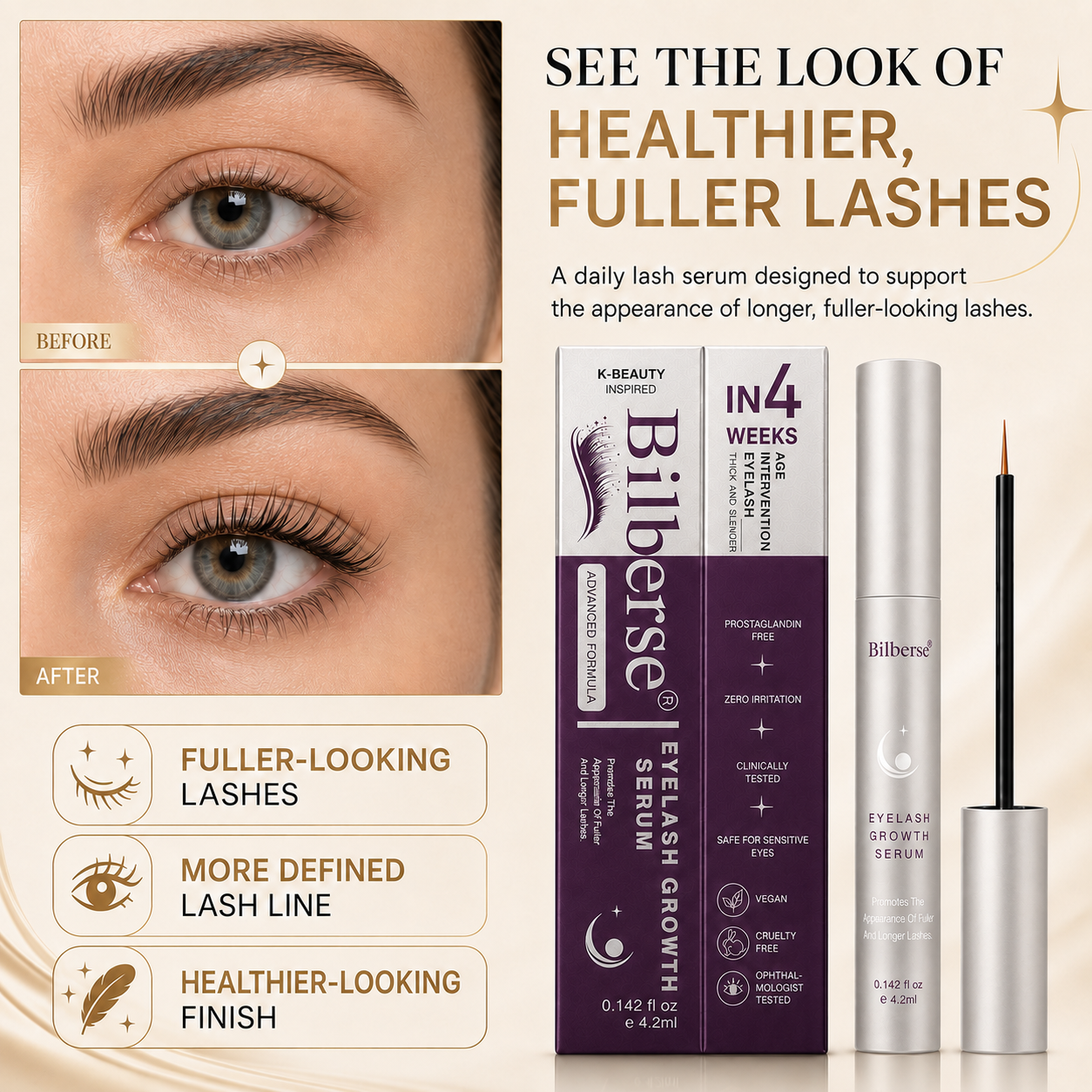 Bilberse Lash Serum Peptide Complex Biotin PG-Free 4.2mL（Luxury）