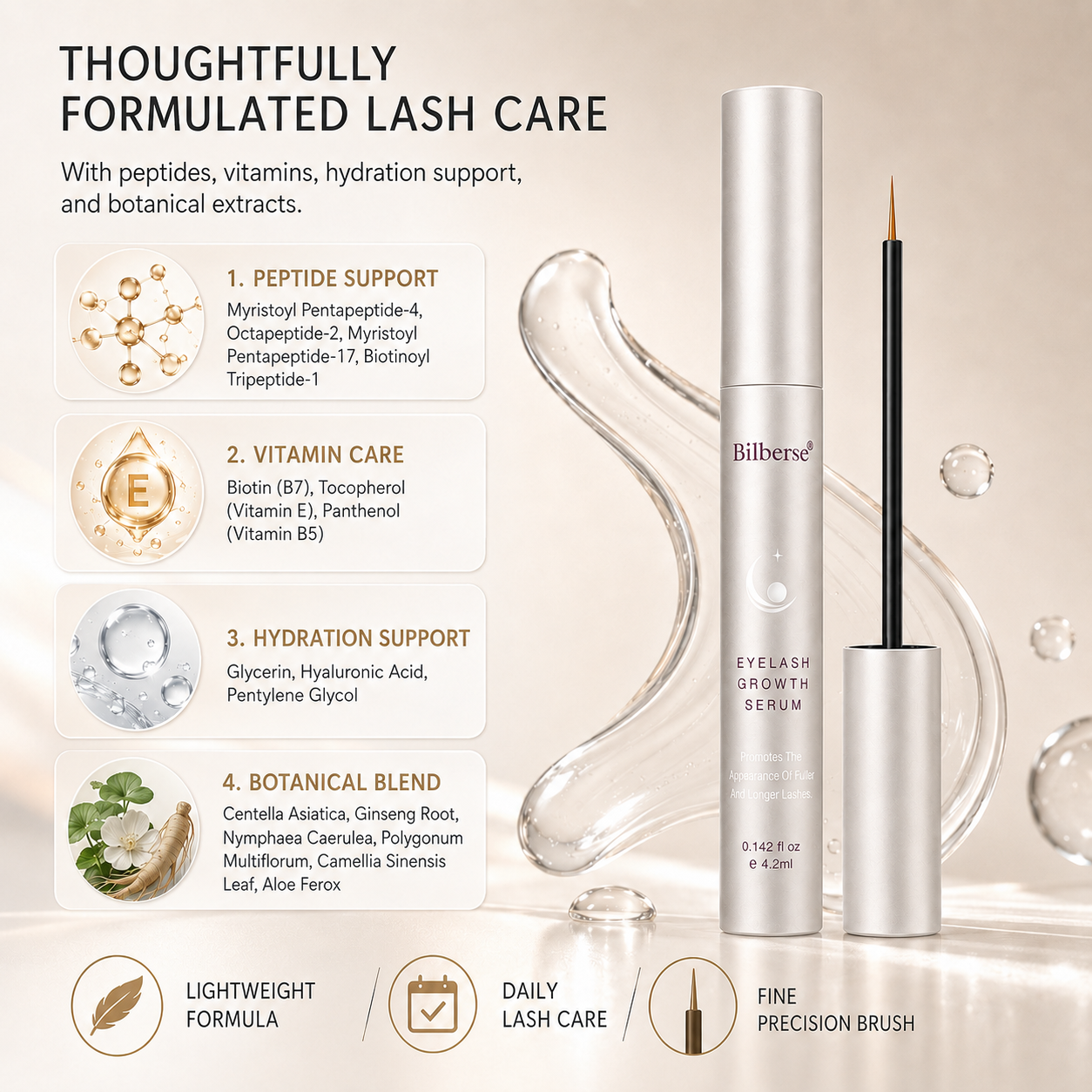 Bilberse Lash Serum Peptide Complex Biotin PG-Free 4.2mL（Luxury）